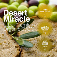 DESERT MIRACLE organic olive oil from Morocco. First cold press. Ideal for your desserts and pastries!