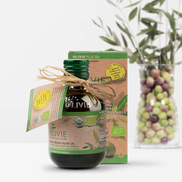OLIVIE PLUS 30X is rich in polyphenols, especially in hydroxytyrosol the most potent of all antioxidants. Organic and healthiest!