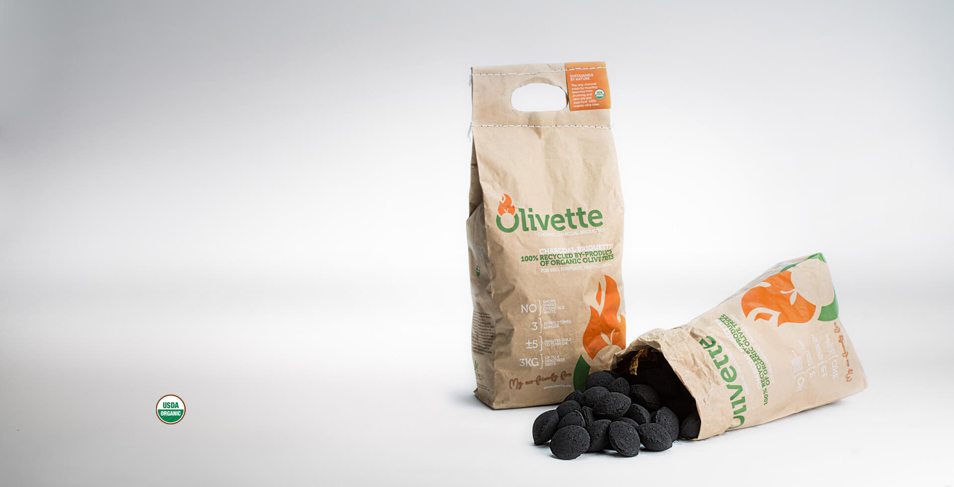 Olivette Organic charcoal briquettes Olivette Organic charcoal briquettes