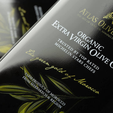 ATLAS Organic Extra Virgin Olive Oil Metal Tin of 169,07 OZ (5L) - Moroccan and Polyphenol Rich - Carbon Neutral - Low Acidity