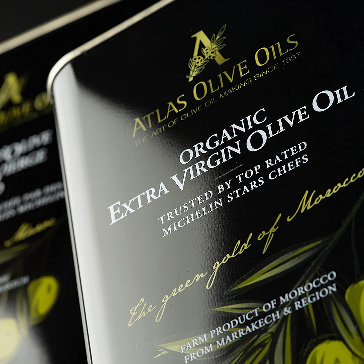 ATLAS Organic Extra Virgin Olive Oil Metal Tin of 169,07 OZ (5L) - Moroccan and Polyphenol Rich - Carbon Neutral - Low Acidity