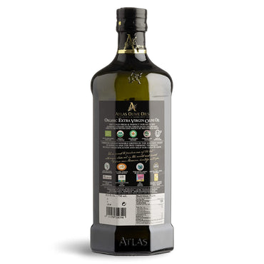 ATLAS Organic Extra Virgin Olive Oil Glass bottle 25.36 OZ (750ML) - Moroccan and Polyphenol Rich - Carbon Neutral - Low Acidity