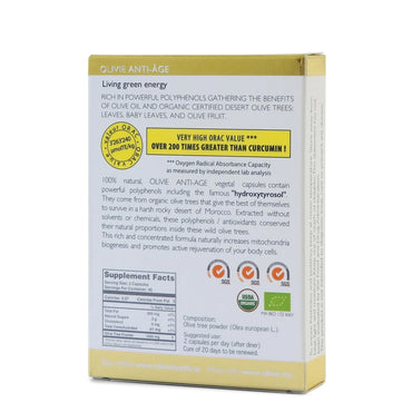 With its powerful polyphenols OLIVIE ANTI-AGE is organic and promotes active rejuvenation of your body cells