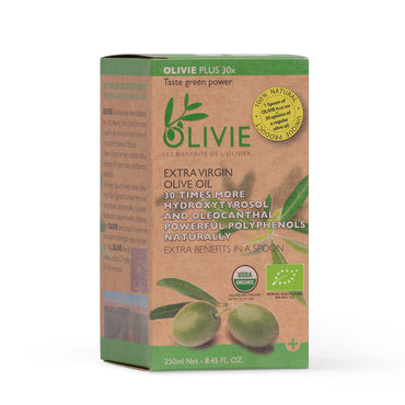 OLIVIE PLUS 30X is rich in polyphenols, especially in hydroxytyrosol the most potent of all antioxidants. Organic and healthiest!
