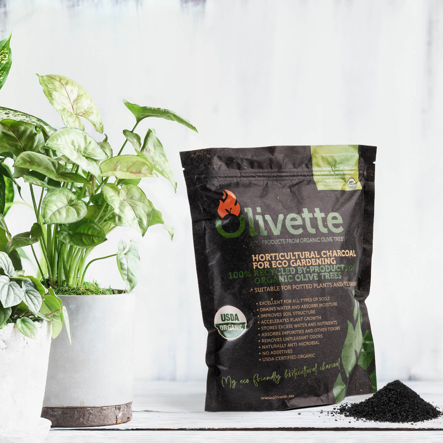 Horticultural Activated Charcoal for Plants by Olivette | Terrarium Horticulture Moisture Absorbers Supplies USDA Organic Certified Made from